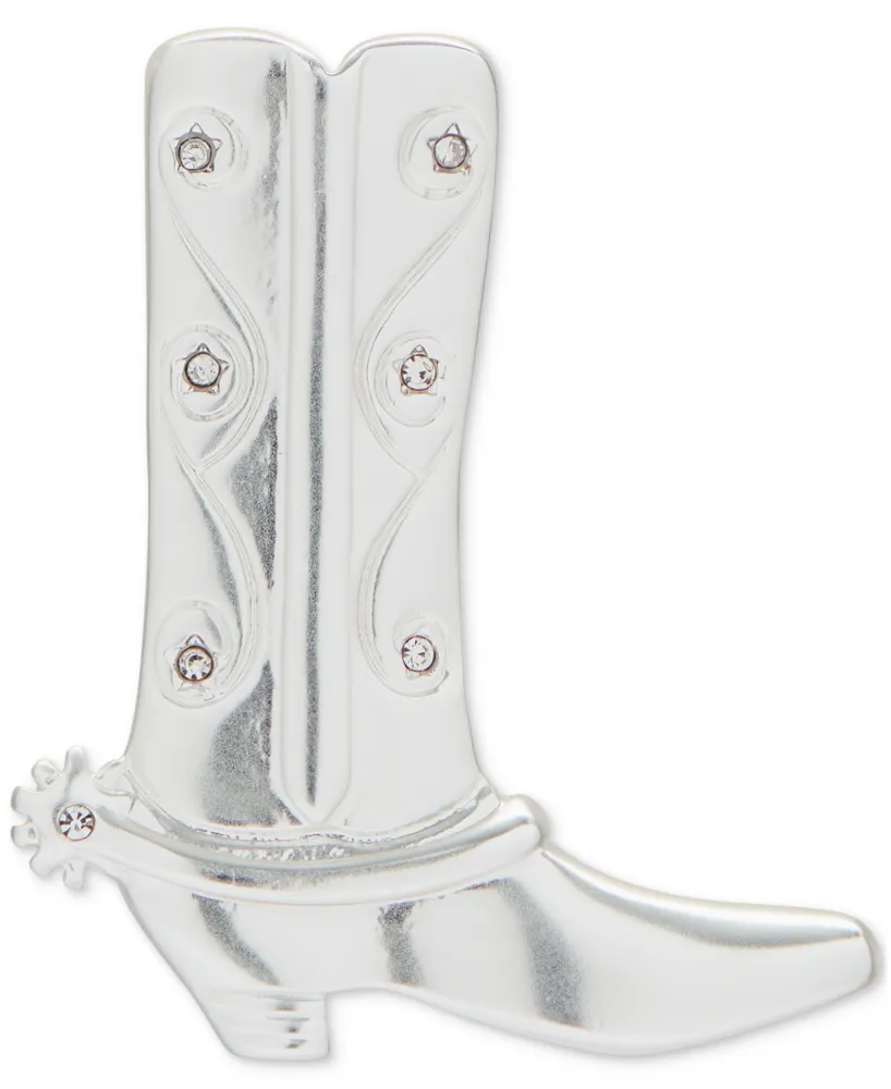 Lucky Brand Silver-Tone Pave-Accented Cowboy Boot Pin