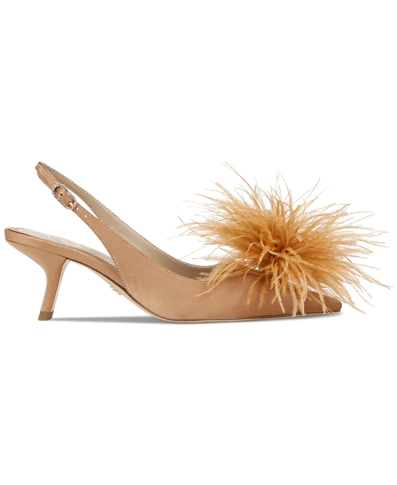 Sam Edelman Women's Bianka Feather Slingback Kitten-Heel Pumps
