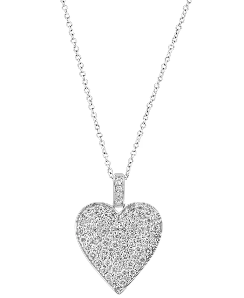 Effy Diamond Pave Heart 18" Pendant Necklace (1-1/6 ct. t.w.) in 14k White Gold