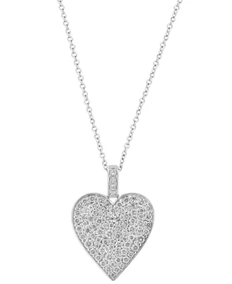 Effy Diamond Pave Heart 18" Pendant Necklace (1-1/6 ct. t.w.) in 14k White Gold