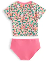 Id Ideology Big Girls Blurred Floral 2-Pc. Rash Guard Set, Created for Macy's