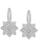 Diamond Flower Cluster Drop Earrings (1 ct. t.w.) in Sterling Silver