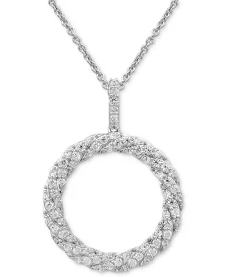 Diamond Circle 18" Pendant Necklace (1/2 ct. t.w.) in Sterling Silver