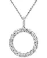 Diamond Circle 18" Pendant Necklace (1/2 ct. t.w.) in Sterling Silver