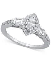 Marquise-Cut Halo Engagement Ring (3/4 ct. t.w.) in 14k White Gold