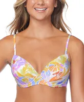 Raisins Juniors' Moonshadow Floral-Print Underwire Bikini Top