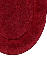 Superior Oval Solid Non-Skid Washable Cotton 2 Piece Bath Rug Set