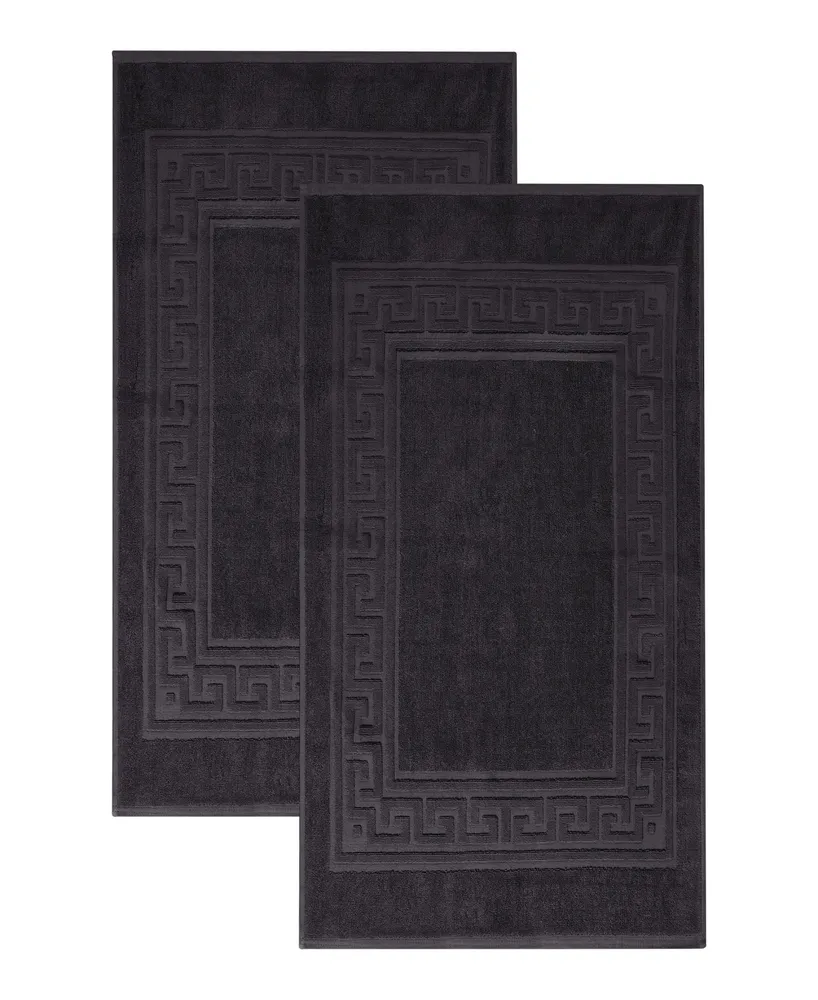 Superior Cotton Greek Key Infinity Border Bath Mat, Set of 2