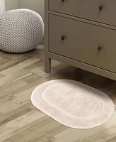 Superior Oval Solid Non-Skid Washable Cotton 2 Piece Bath Rug Set