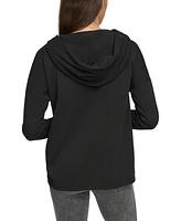 Andrew Marc Sport Women's Long Sleeve Fleece Split Neck Tunic Hoodie Sweatshirt