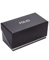 Folio Men's Quartz Three Hand Black Polyurethane Watch 47mm, Gift Set