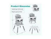 Slickblue Kids 6-in-1 Convertible Baby High Chair with Adjustable Removable Tray