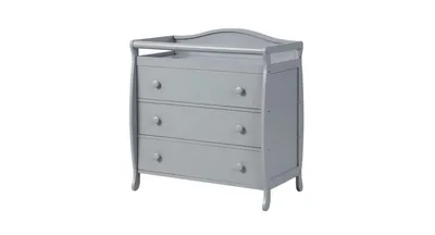 3-Drawer Dresser Changing Table with Safety Belt Guardrails-Grey