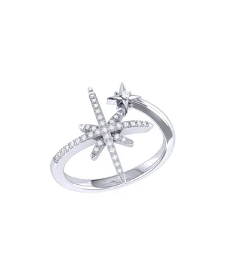 LuvMyJewelry North Star Duo Design Sterling Silver Diamond Women Ring