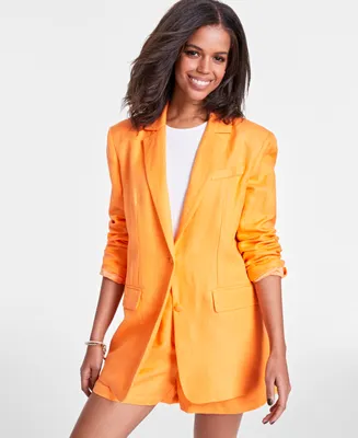 Bar Iii Women's Linen Blend Two-Button Blazer, Created for Macy's