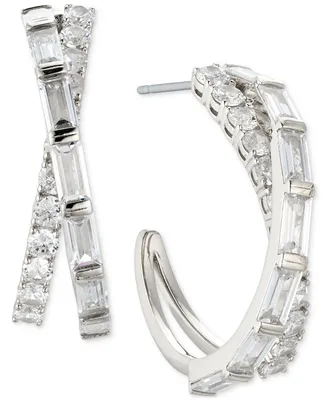 Eliot Danori Cubic Zirconia Small Crossover C-Hoop Earrings, 1"