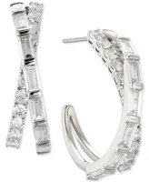 Eliot Danori Cubic Zirconia Small Crossover C-Hoop Earrings, 1"