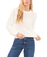 1.state Women's Crewneck Long Sleeve Tuck Stitch Sweater