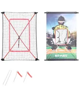 Net Playz Baseball Combo, Junior Baseball, Softball Trainer Combo, Pitchback Rebounder Net and Pitching Target Panel with Carry Bag, 3' x 5'