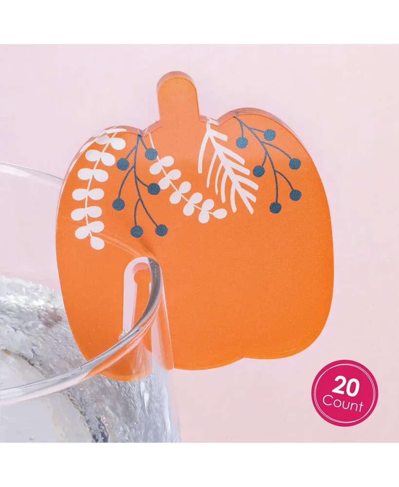 Big Dot of Happiness Happy Thanksgiving Fall Harvest Beverage Tags Acrylic Drink Markers - Set of 20