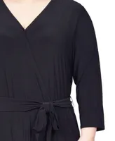 Ny Collection Plus 3/4 Sleeve Belted Jumpsuit