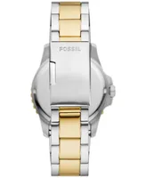 Fossil Men's Blue Dive Three-Hand Date Two-Tone Stainless Steel Watch 42mm