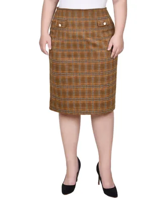 Ny Collection Plus Knee Length Double Knit Skirt