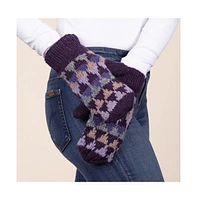 Feelgoodz Women's Artisan Hand-Knit Jaya Harlequin Wool Mitten