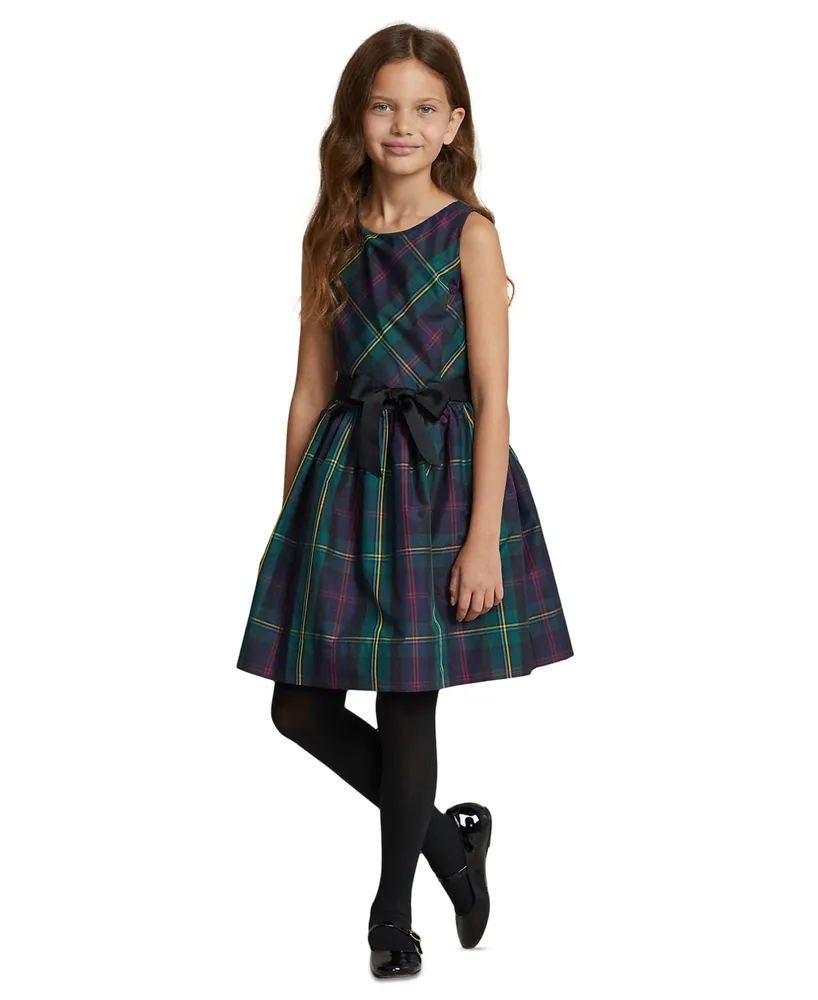 Polo Ralph Lauren Big Girls Plaid Fit-and-Flare Dress - Green