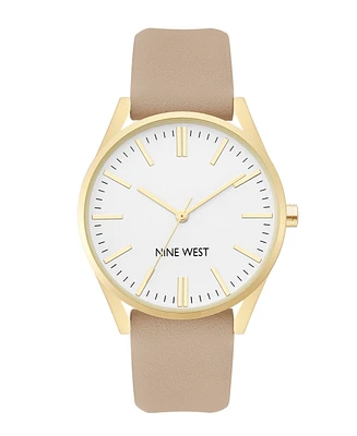 Nine West Women's Quartz Tan Faux Leather Band Watch, 36mm