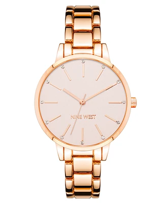 Nine West Women's Quartz Rose Gold-Tone Alloy Link Bracelet Watch