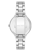 Nine West Women's Quartz Silver-Tone Alloy Link Bracelet Watch, 34mm - Pink, Silver