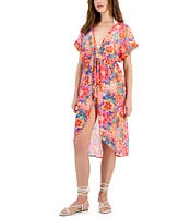 Miken Women's Printed Tulip-Hem Beach Cover-Up, Created for Macy's