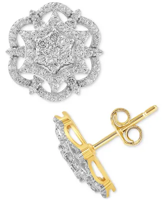 Diamond Mandala Cluster Pendant Stud Earrings (1 ct. t.w.) in 10k Gold