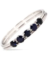 Sapphire Five Stone Split Shank Band (7/8 ct. t.w.) in Sterling Silver