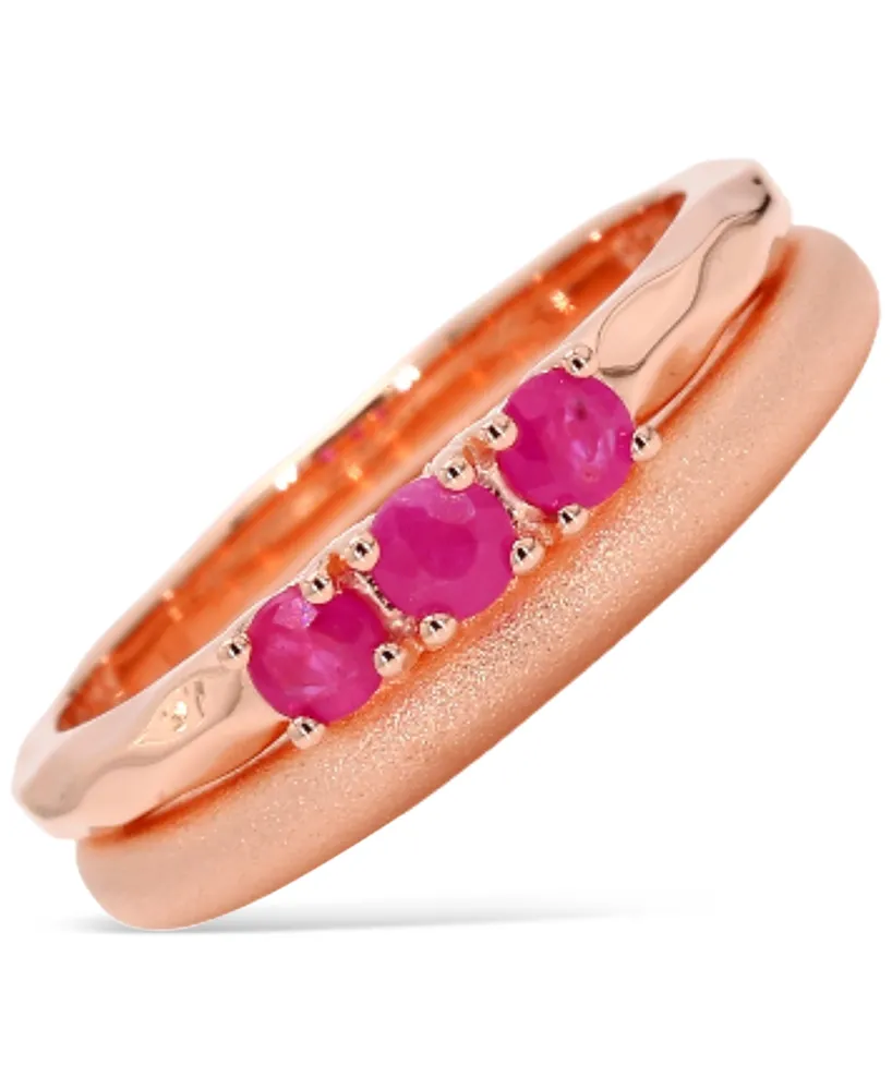 2-Pc. Set Ruby Trio Stack Rings (5/8 ct. t.w.) in 14k Rose Gold-Plated Sterling Silver