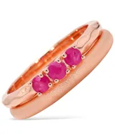 2-Pc. Set Ruby Trio Stack Rings (5/8 ct. t.w.) in 14k Rose Gold-Plated Sterling Silver
