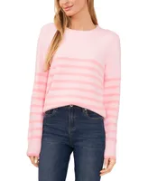 CeCe Women's Striped Crewneck Sweater