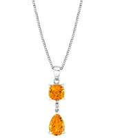 Citrine (3-1/5 ct. t.w.) & Diamond Accent 18" Pendant Necklace in Sterling Silver