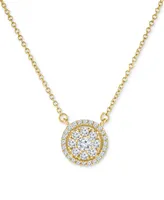 Diamond Halo Cluster 18" Pendant Necklace (1/3 ct. t.w.) in 14k Gold