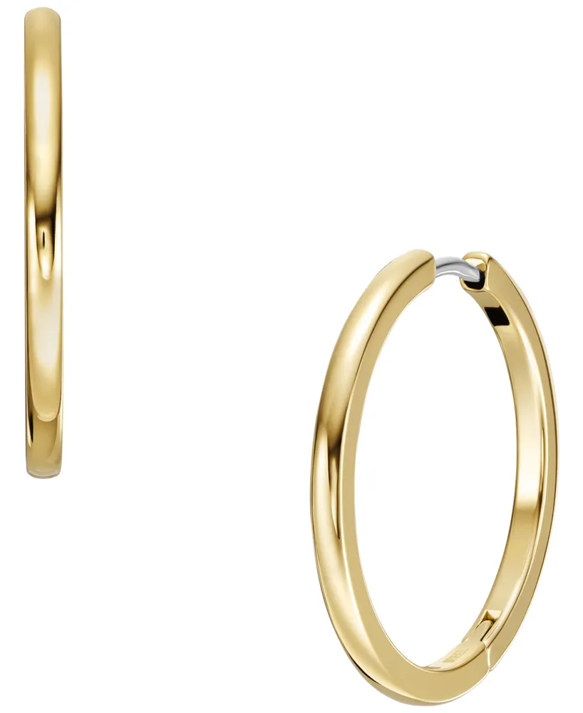 Fossil All Stacked Up Gold-Tone Stainless Steel Hoop Earrings