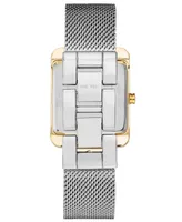 Nine West Women's Quartz Rectangular Silver-Tone Stainless Steel Mesh Band Watch, 29mm - Silver-Tone