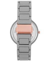 Nine West Women's Quartz Gray Rubberized Alloy Link Bracelet Watch, 40.5mm - Gray, Rose Gold