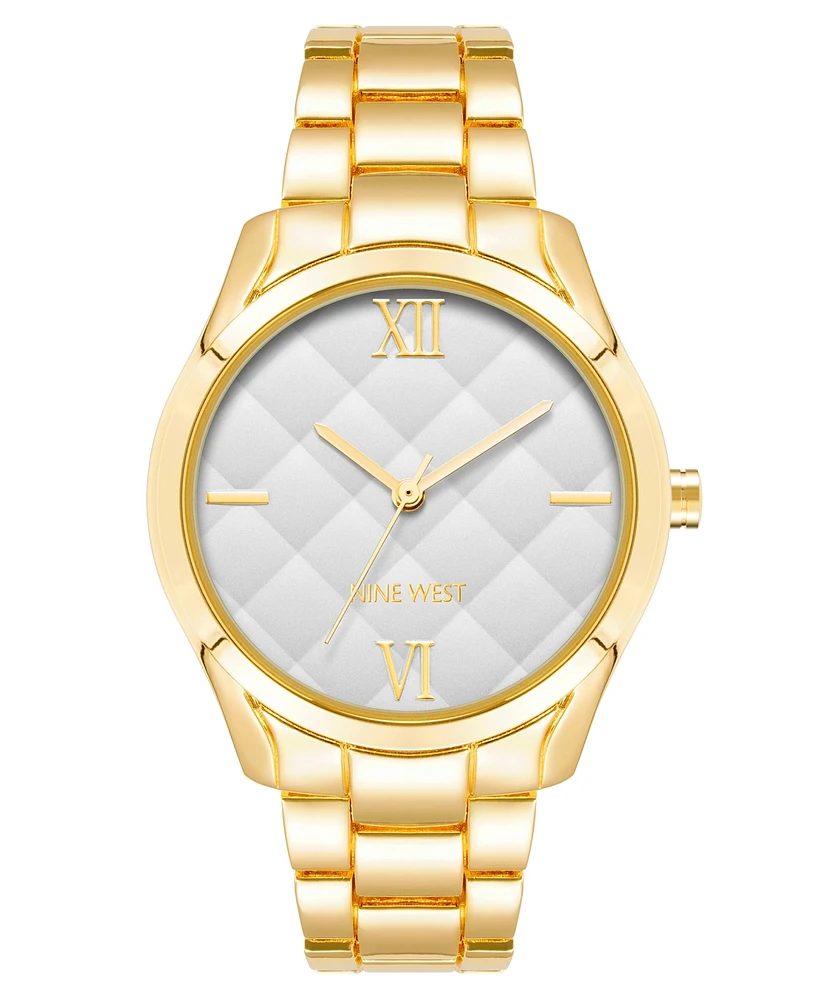 Nine West Women's Quartz Gold-Tone Alloy Link Bracelet Watch, 36mm - Silver-Tone