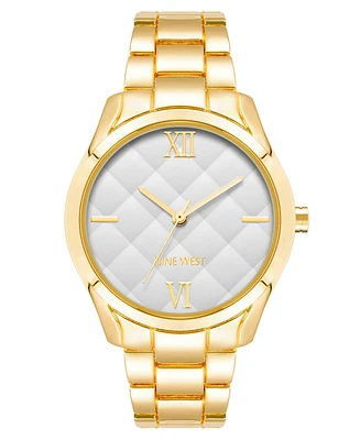 Nine West Women's Quartz Gold-Tone Alloy Link Bracelet Watch, 36mm - Silver-Tone