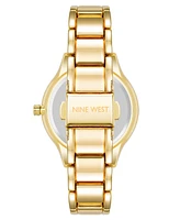 Nine West Women's Quartz Gold-Tone Alloy Link Bracelet with Light Pink Watch, 35mm - Light Pink, Gold