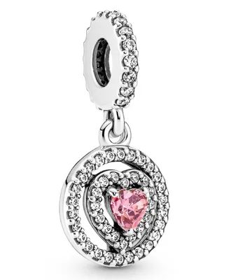 Pandora Cubic Zirconia Sparkling Double Halo Heart Dangle Charm