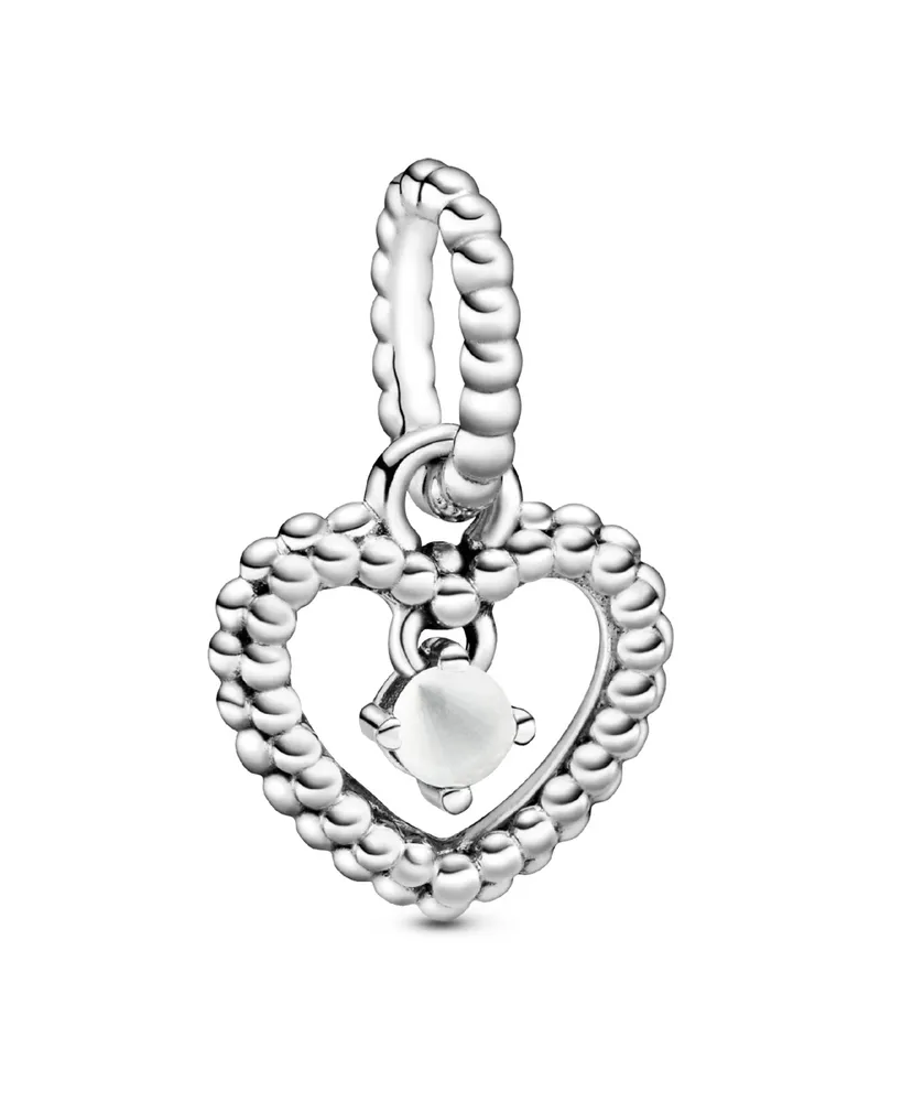 Pandora Pearlescent White Heart Double Dangle Charm - Pandora