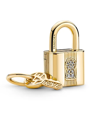 Pandora Cubic Zirconia Padlock Key Dangle Charm