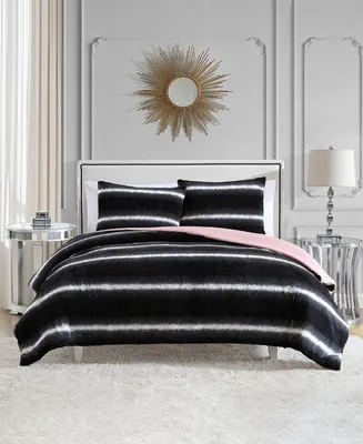 Juicy Couture Faux Fur Ombre Stripe -Pc. Comforter Set